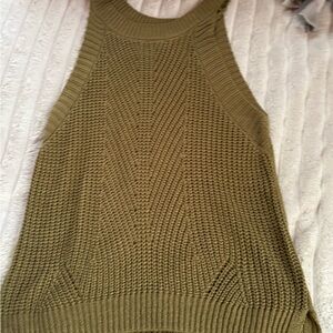Olive Green Knit Sleeveless Top